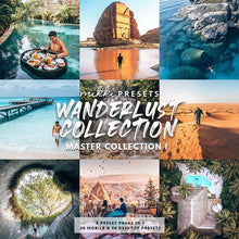 Load image into Gallery viewer, WANDERLUST COLLECTION MINI PACK // 36 MOBILE &amp; 36 DESKTOP PRESETS Preset Collection The Globe Wanderer Presets 
